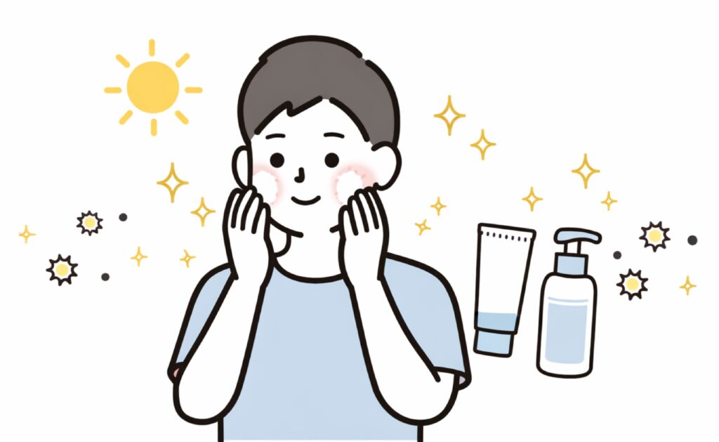 花粉予防のスキンケアをしている画像