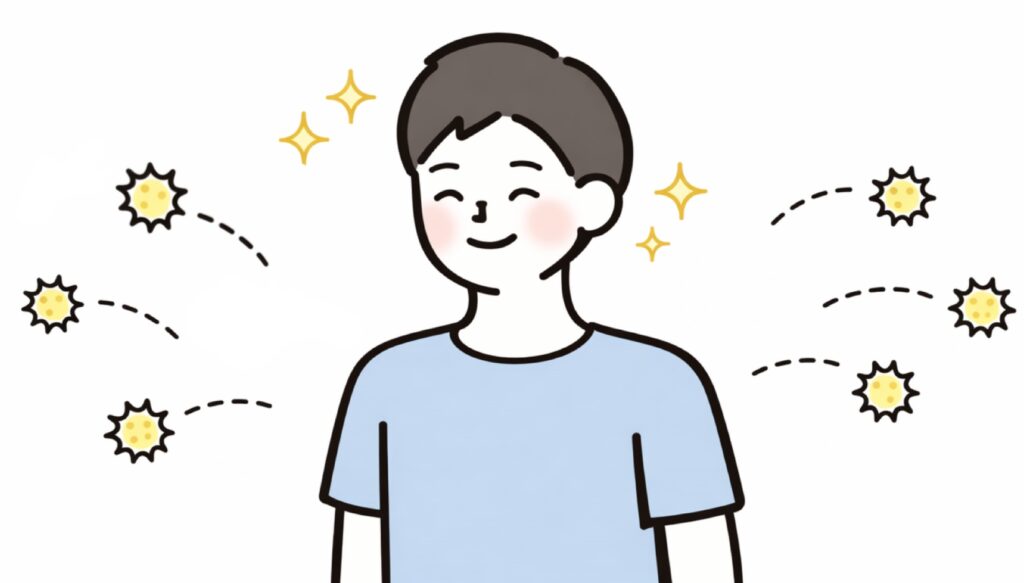 花粉から肌を守れた男性の画像