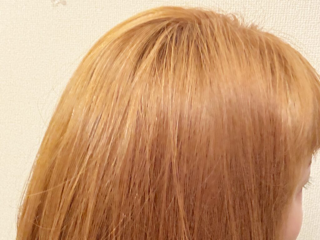 ヘアカラーを何度も繰り返してる筆者の髪の画像