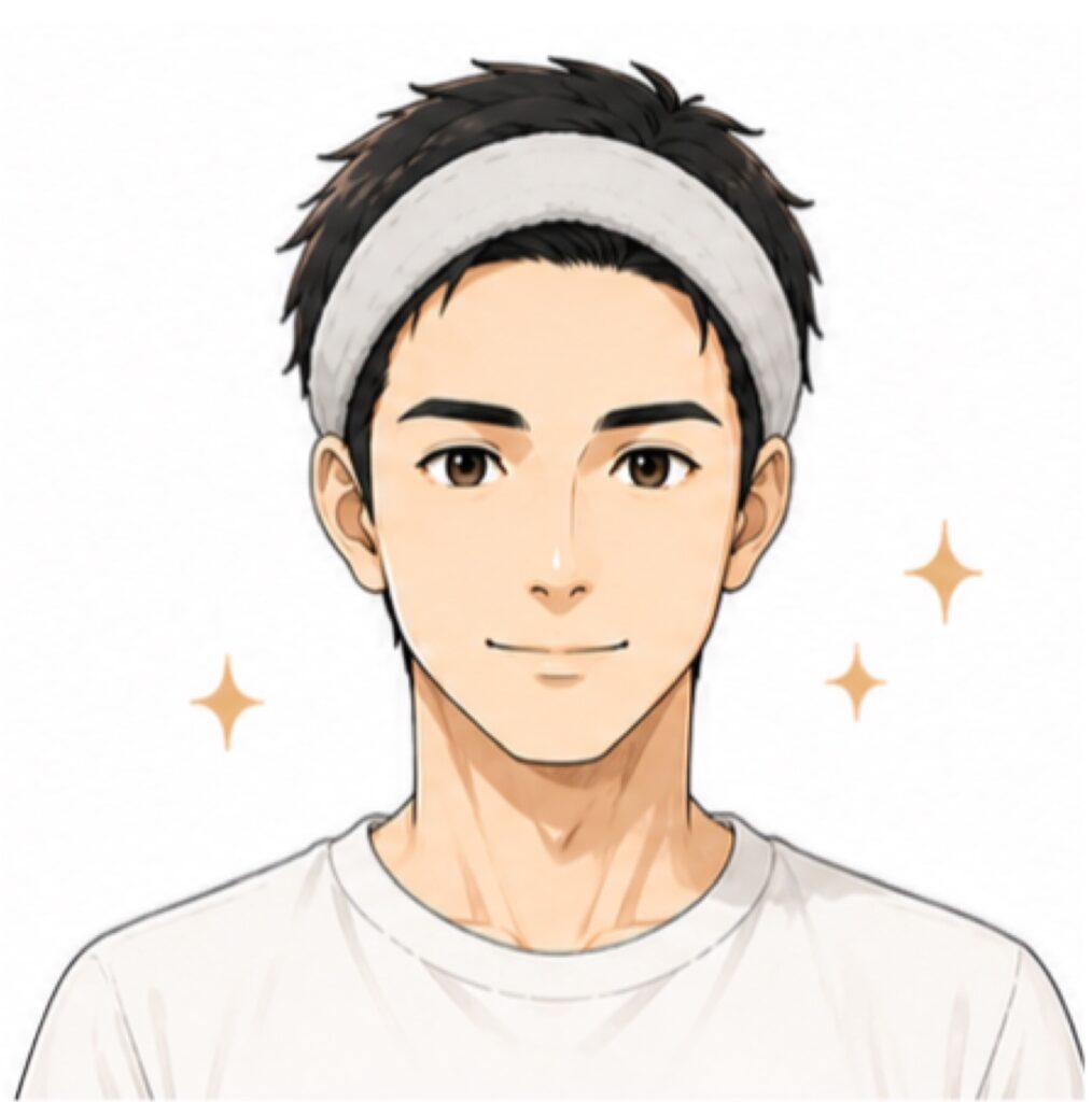 【メンズBBクリームの基本の塗り方】メンズBBクリームを綺麗に塗ることができた男性の画像