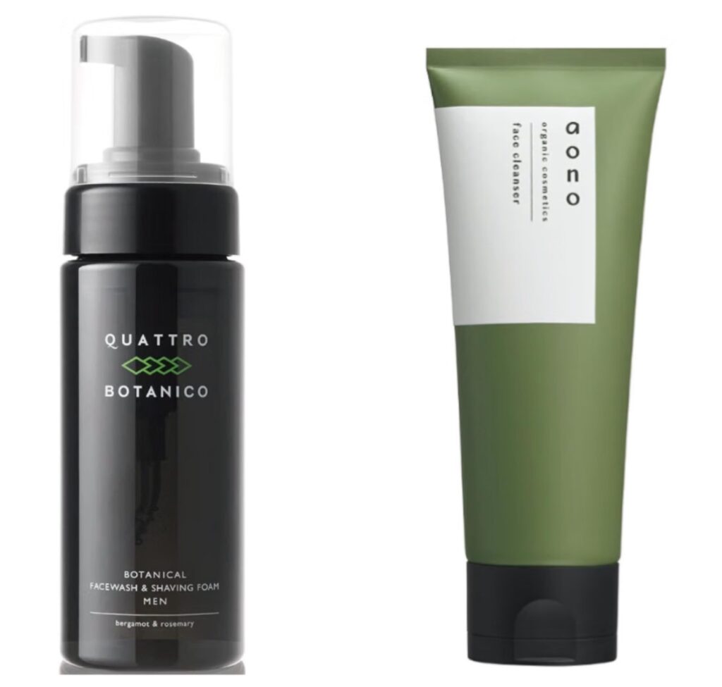 乾燥肌向けメンズ洗顔料の商品画像。クワトロボタニコ(QUATTRO BOTANICO) ボタニカル フェイスウォッシュ ＆ シェービングフォーム、アオノ(aono) フェイスクレンザー